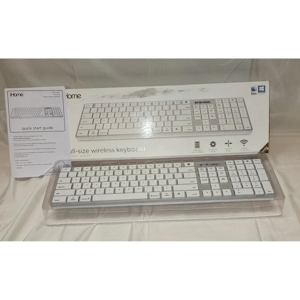 🔥Vintage iHome IMAC Full Size Wireless Keyboard With 2.4G Nano‎ Receiver 🔥